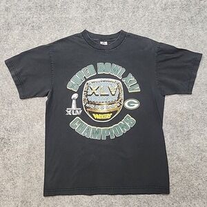AAA Alstyle NFL Super Bowl XLV‎ Champions Green Bay Packers Black T-shirt Size M